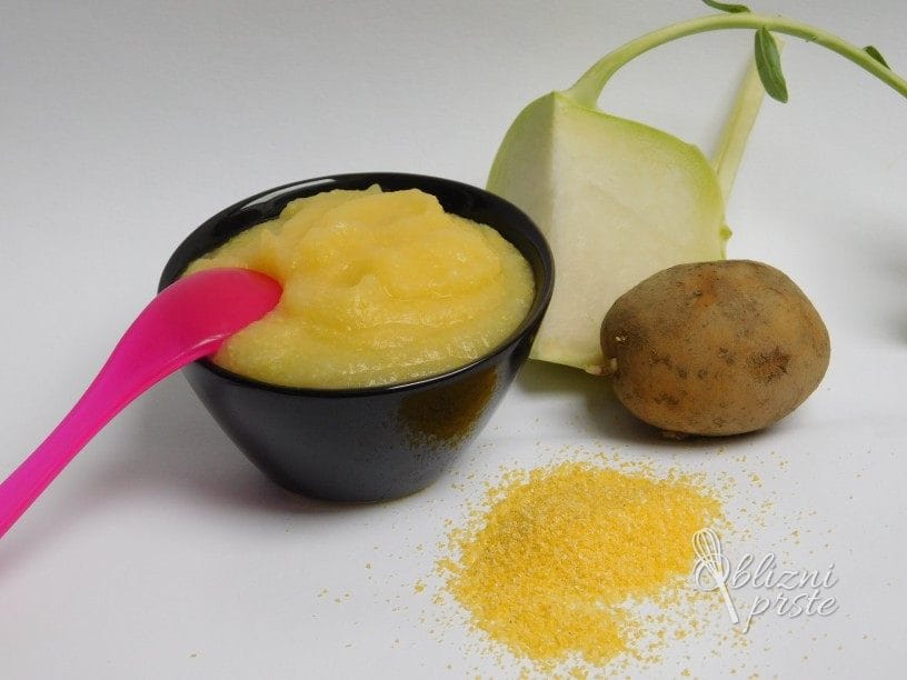 Recept: Irenina zelenjavna kašica s kolerabo, krompirjem in polento Recept: Irenina zelenjavna kašica s kolerabo, krompirjem in polento